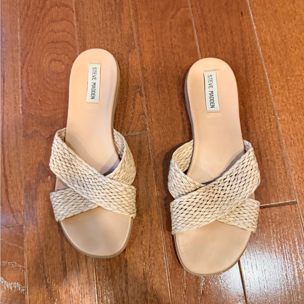 Steve Madden Braided Slide Sandals in Neutral Beige